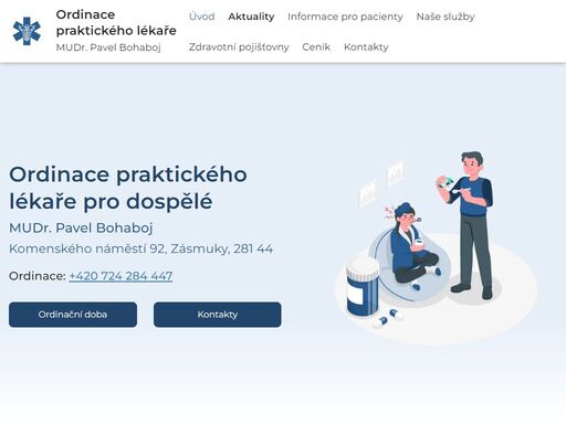 ordinace praktického lékaře pro dospělé zásmuky - mudr. pavel bohaboj. přijímáme pacienty pouze z blízkého okolí. telefon +420 724 284 447