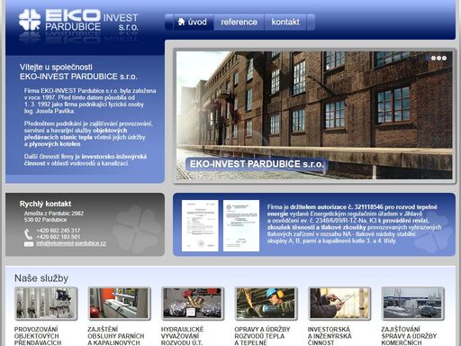 eko invest pardubice, stanice tepla, vyvažování rozvodu, správa objektů, certifikát eko-invest pardubice s.r.o. - provozování objektových předávacích stanic tepla a další služby