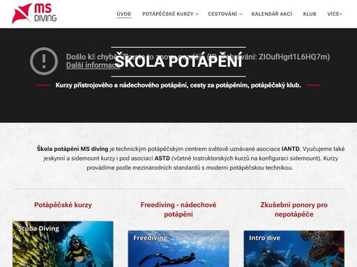 škola potápění ms-diving nabízí potápěčské kurzy od jedné z nejznámějších potápěčských asociací iantd. lokalita výuky - č. budějovice / j. hradec