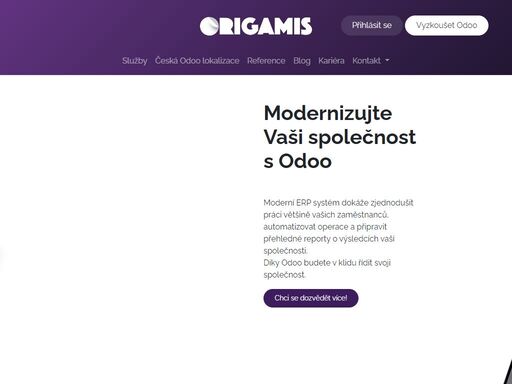 origamis je oficiálním implementačním partnerem odoo v české republice. nabízíme kompletní služby od implementace až po podporu a rozvoj vašeho podnikání s využitím odoo.