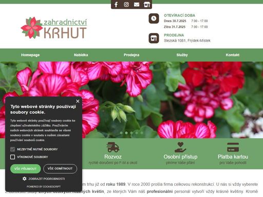 zahradnictví ve frýdku-místku, nabízíme řezané květiny, smuteční či svatební květinový servis, hrnkové květiny, dárkový a dekorační sortiment a máme i eshop s rozvozem.