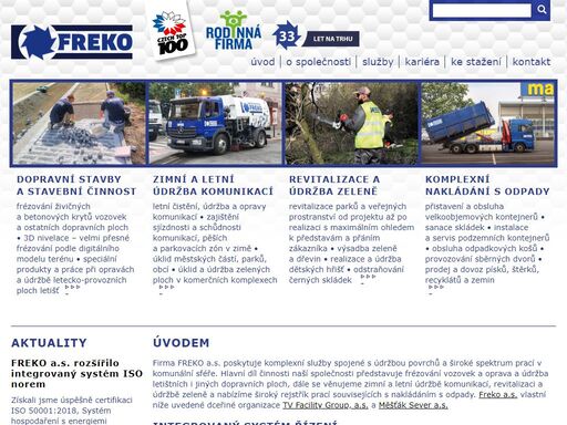 freko a.s. je specializovaná stavební firma zajišťující frézování a opravy živičných a cementobetonových krytů komunikací a ostatních dopravních ploch a speciální stavební práce, zejména na letištních dopravních plochách.