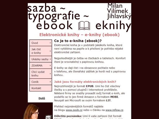 sazba klasických i elektronických knih (e-knihy, ebook, ve formátu epub a mobi) – pdf není plnohodnotná e-kniha (ebook) | milan vilímek jihlavský