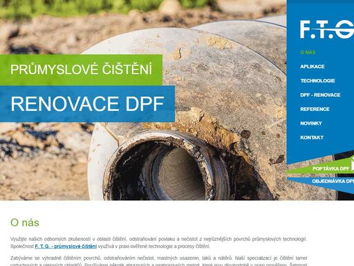 f.t.g. se zabývá čištěním v průmyslové oblasti a renovací filtru pevných částic