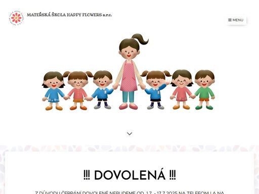 z důvodu čerpání dovolené nebudeme od 1.7. - 17.7.2025 na telefonu a na emailu. děkujeme za pochopení a přejeme všem krásné a pohodové léto.