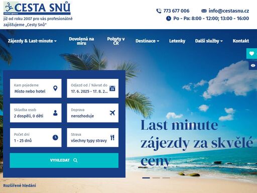 největší výběr zájezdů na internetu na jednom místě od českých a německých ck. slevy, akční nabídky, last minute