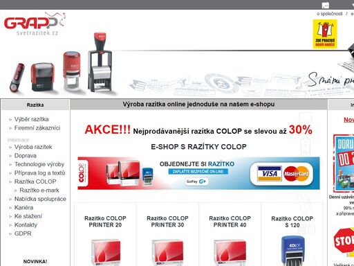 online výroba razítek colop s expresním doručením do 24 hodin, objednání z eshopu s dopravou zdarma a slevou až 30%, výroba razítek na počkání v praze a hranicích.