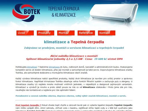tepelná čerpadla a klimatizace, prodej, montáž a servis