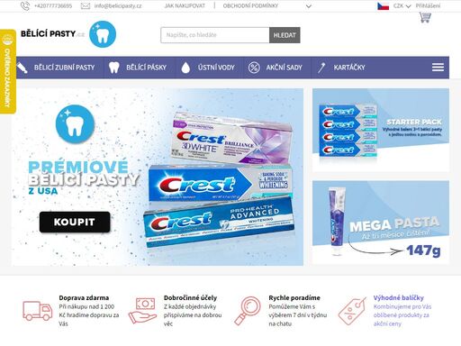 účinné bělící zubní pasty crest, ústní vody a kvalitní kartáčky na kompletní péči o zdraví zubů a dásní s bělícím účinkem do několika dní.