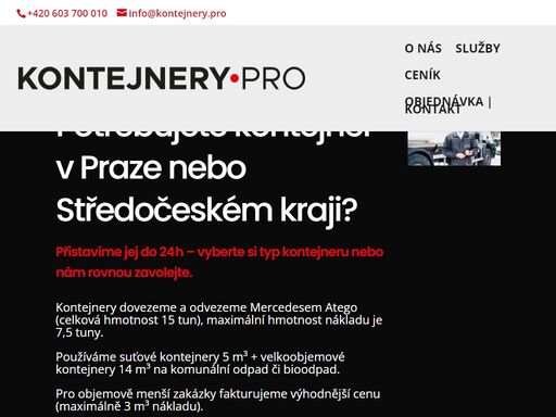 rychlý pronájem kontejnerů na odpad, suť a zeminu. odvoz odpadu po celé praze a středočeském kraji. přistavení do 24 h. objednejte online!