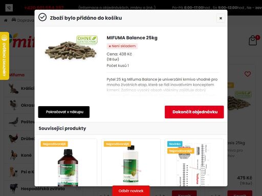 prodej krmiv značky mifuma , röhnfried a chovatelských potřeb ...