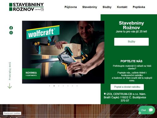 prodej nářadí a stavebního materiálu pro střechy, fasády, izolace v českých budějovicích. izol centrum-cb s.r.o., stavebniny rožnov.