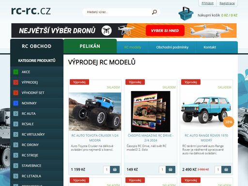 drony a rc modely dronů, aut, letadla, vrtulníky, tanky na dálkové ovládání