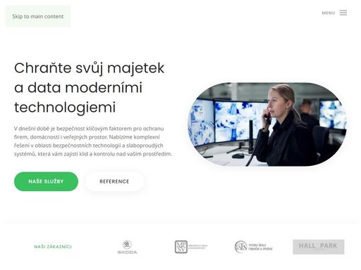 komplexní bezpečnostní služby: technologie, slaboproudé systémy, poradenství, fyzická ostraha, recepce a úklidové služby pro firmy i objekty.