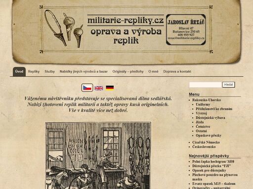  specializovaná dílna sedlářská.
nabízí zhotovení replik militarií a taktéž opravy 