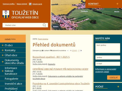oficiální stránky obce toužetín