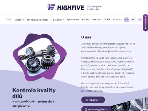 společnost highfive sorting nabízí kontrolu kvalitu dílů v automobilovém průmyslu a strojírenství.