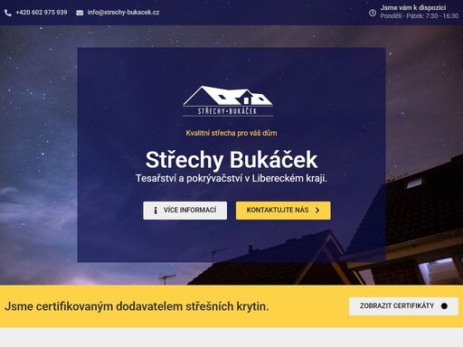 specializujeme se na tesařské práce, dále se zabýváme pokrývačskými a klempířskými pracemi a montáží střešních oken.
