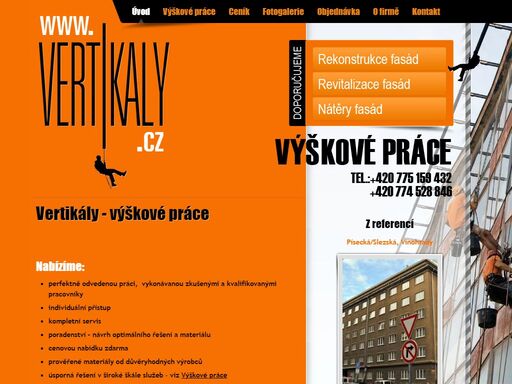 vertikaly.cz - výškové práce, působnost po celé čr. kvalita, zkušenost, profesionalita.