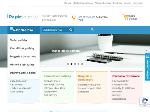 papírnictví papirshop zlín - kancelářské a školní potřeby, obalové materiály, psací potřeby, papíry, bloky, diáře, pokladní kotoučky a etikety. školní potřeby nejen pro prvňáčky, ale i pro středoškoláky. většina produktů skladem.