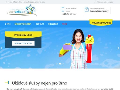  zajistíme pro vás perfektní úklid jakýchkoliv prostor. a to tehdy, když potřebujete vy. naše úklidové služby jsou vám dostupné nonstop. 