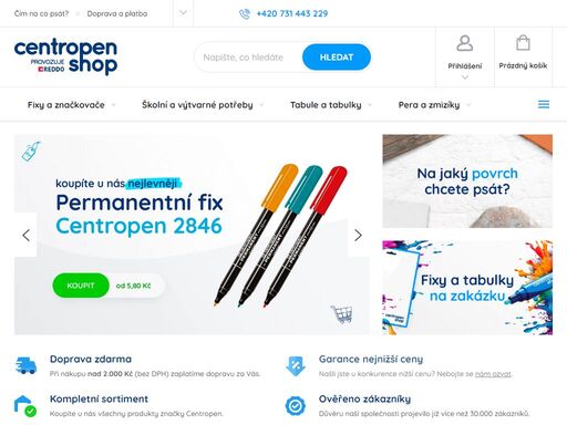 specializovaný e-shop. vítáme vás na specializovaném eshopu centropen-shop.cz společnosti reddo cz s.r.o. - nabízíme sortiment české značky centropen s tradicí v oboru již od roku 1940.
stálým zákazníkům nabízíme zvýhodněné podmínky, splatnost i náhradní plnění. spojte se s námi pro více informací prostřednictvím…