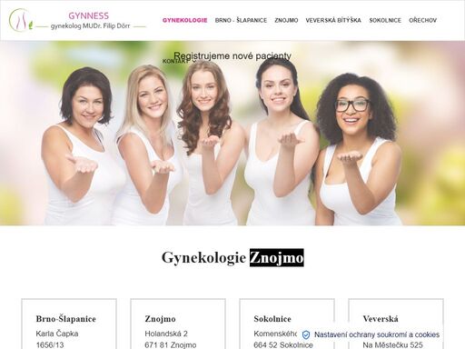 hledáte gynekologa v brně a okolí, který přijímá pacienty? gynekologie gynness má ordinace v brně šlapanicích, veverské bítýšce, ořechově, znojmě a sokolnicích.