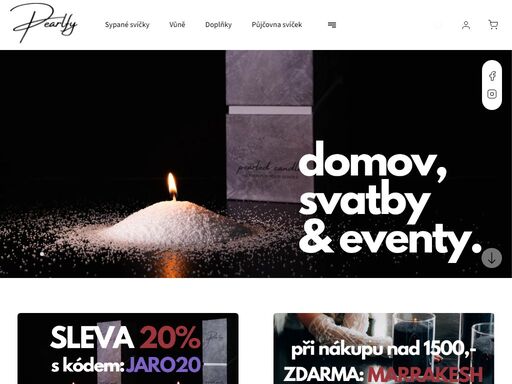 pearlfy, sypané svíčky.. vítejte ve světě, pearlfy, kde svíčky fungují jinak! perličkové svíčky spojuje bezmezná kreativita, hravost a stále perfektní vzhled. 
nekonečné designové možnosti pro domov, svatby a eventové akce všeho druhu.
 
víte, jak to voní ve vídni, kyotu, madagaskaru?
stačí přidat pár kapek našich…