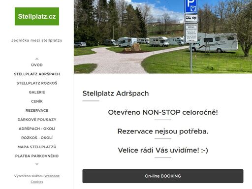 oficiální stellplatz (stání pro karavany) pro návštěvníky skalních měst adršpach a teplické skály.
