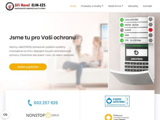 montáže alarmů jablotron a zabezpečovacích systémů do bytů, domů i rozsáhlých firemních objektů.