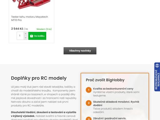 bighobby.cz je rodinná firma s výběrem více jak 4 000 produktů pro modeláře a milovníky rc modelů. ? od baterií po regulátory, serva a motory. záruční i pozáruční servis. kvalita za bezkonkurenční ceny.