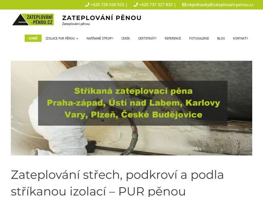 zateplení podkroví, střechy, podlah, stěn, základů stříkanou izolací - pur pěnou. kontaktujte nás na: 728 550 925