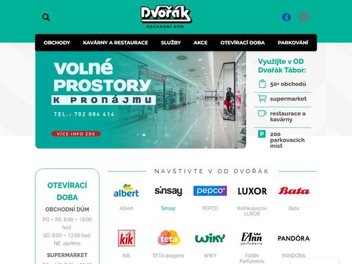 od dvořák tábor - nejlepší volba pro nakupování v táboře. obchodní dům sdružuje více jak 100 obchodů či služeb.