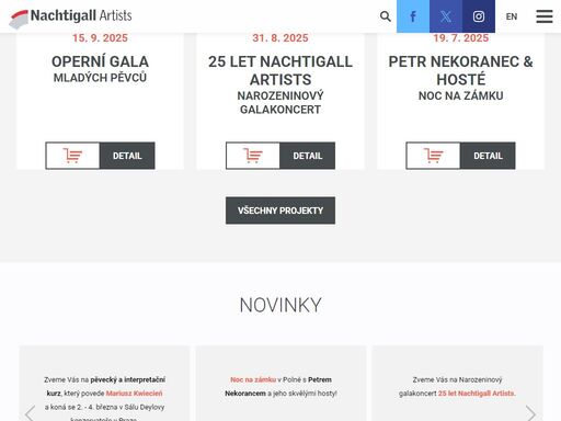 nachtigall artists pořádá koncerty a koncertní turné zejména v oblasti klasické hudby a opery. agentura spolupracuje se špičkovými interprety z celého světa.