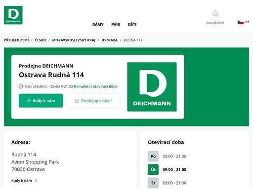 váš prodejnu deichmann rudná 114 ve ostrava ? otevřít pracovní dobu a ? telefonní číslo ? zobrazit nyní.