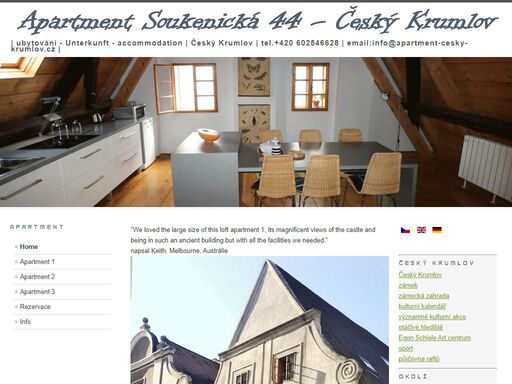 ubytování v apartmá v historickém centru českého krumlova