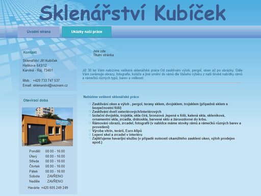 sklenářské práce, zámečnictví