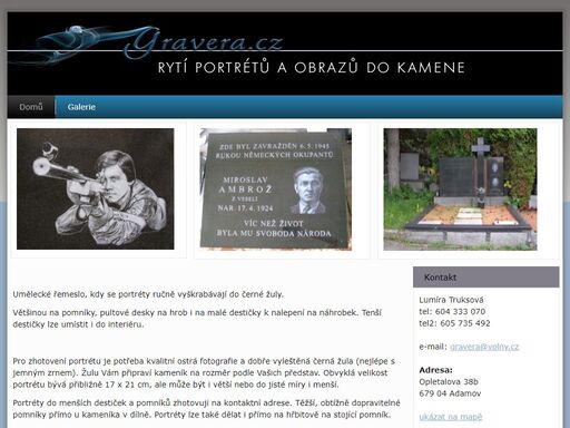 rytí portrétů a obrazů do kamene.