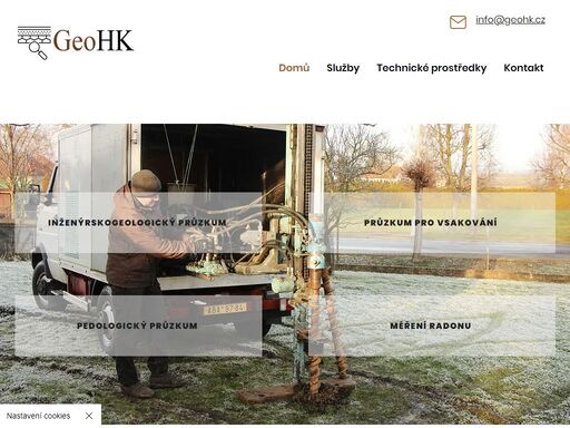geohk - provádíme geologický průzkum pro široké spektrum stavební činnosti malého i velkého rozsahu, vsakování srážkových vod, pedologické průzkumy a měření radonu.