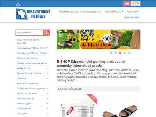 e-shop zdravotnické potřeby a zdravotní pomůcky internetový prodej - zdravotní židle a výškově stavitelné stoly, zdravotní matrace, obuv, zvlhčovače a čističky vzduchu, lůžkoviny pro alergiky, elektrické zubní kartáčky, bandáže a ortézy, měřící přístroje, ústní hygiena, doplňky stravy,...