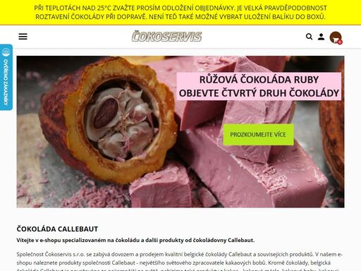 čokoláda callebaut e-shop, prodej čokolády callebaut a dalších kakaových produktů čokoládovny callebaut.