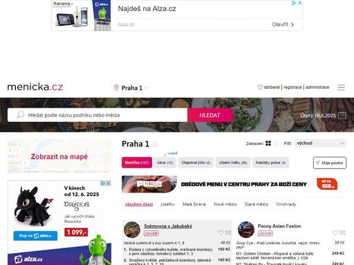nevíte kam na oběd? aktuální polední menu, kontaktní údaje a otevírací doba. meníčka.cz – nejlepší meníčka v praze 1.