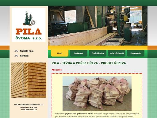 pila švoma, pila, prodej řeziva, výroba řeziva, těžba, pořez dřeva, žďár nad sázavou, vysočina