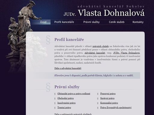 advokátní kancelář judr. vlasta dohnalová - advokát, právník sokolov poskytující advokátní služby a právní poradenství.