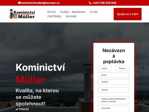 zabýváme se frézováním, vložkováním, stavbou třísložkových komínů, plastovými komínovými systémy atd.