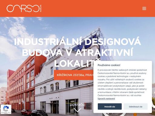 pronajměte si svou kancelář v moderní industriální budově corso karlín, která vás dostane svým designem, atmosférou, perfektní dostupností a skvělou lokalitou.