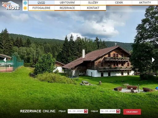 penzion klose - ubytování v klidném prostředí na jižním svahu boubína, 1000m n.m. pec na pečení chleba, keramická dílna, lyžování, cykloturistika