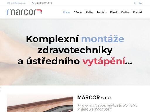 firma marcor nabízí komplexní montáže zdravotechniky a ústředního vytápění.