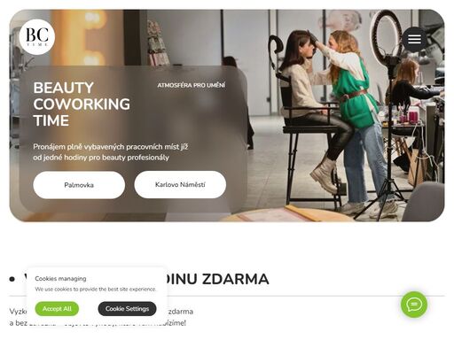 beauty coworking time nabízí flexibilní pronájem plně vybavených prostor pro beauty profesionály v praze. naše pobočky na palmovce a karlově náměstí poskytují moderní pracovní místa, podnikatelské služby a zónu pro relaxaci.