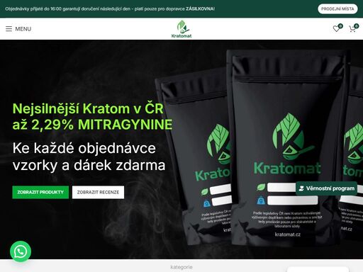 kratom brno, nejkvalitnější přímo z indonésie s vysokým obsahem mitragyninu (2,29%). každá objednávka obsahuje vzorky a dárek zdarma.